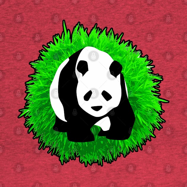 🐼 Cute Panda Illustration, Posed in front of a Bamboo Tree by Pixoplanet